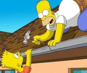 Puzzle Bart είναι κρεμασμένα από την οροφή, όταν βοήθησε τον πατέρα του επισκευή Όμηρος